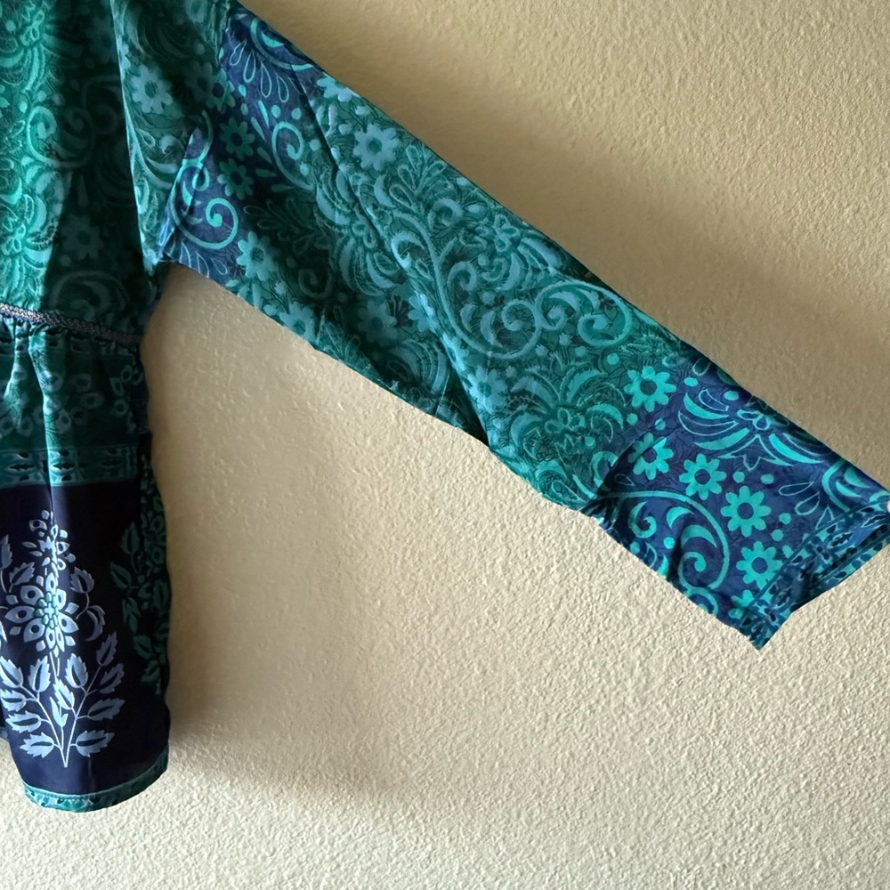 Karma Highway Floral Teal & Blue Women's Top - Size OS - Picture 5 of 10